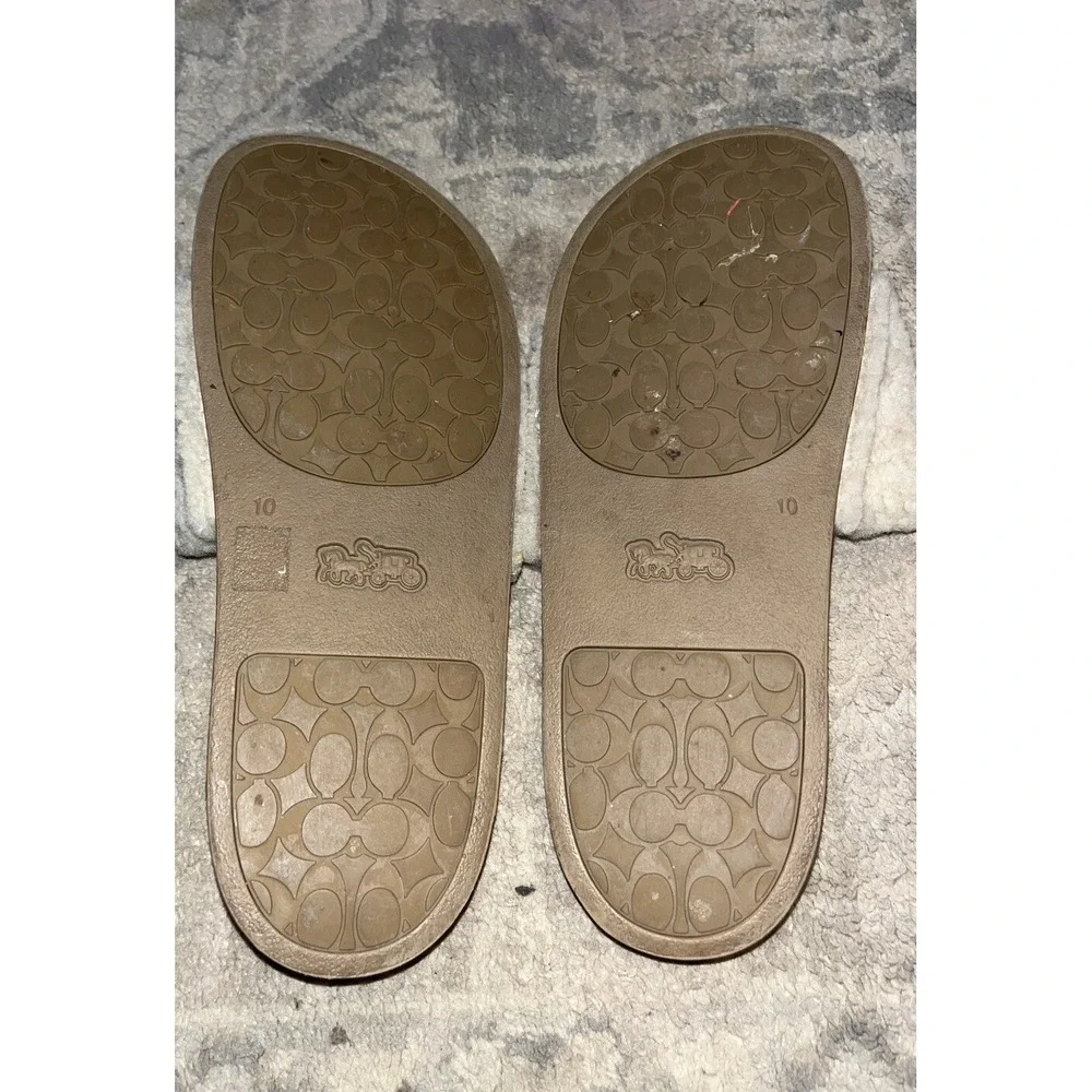 Coach Slides‎ Shearling Light Beige Size 10 Shoes Slippers Slip On Sandals